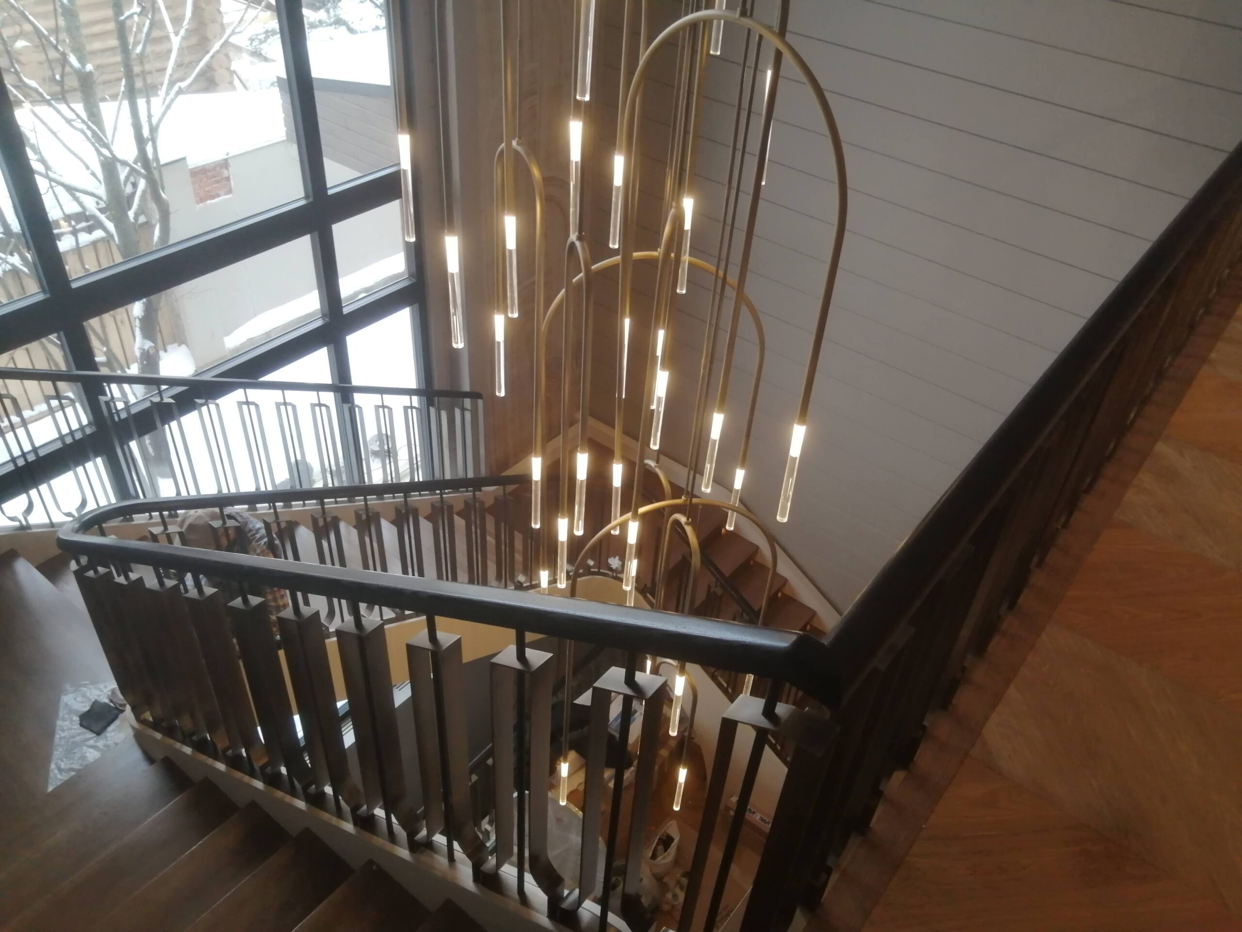 ‘Tuning Fork’ Brass Staircase for Ksenia Sobchak