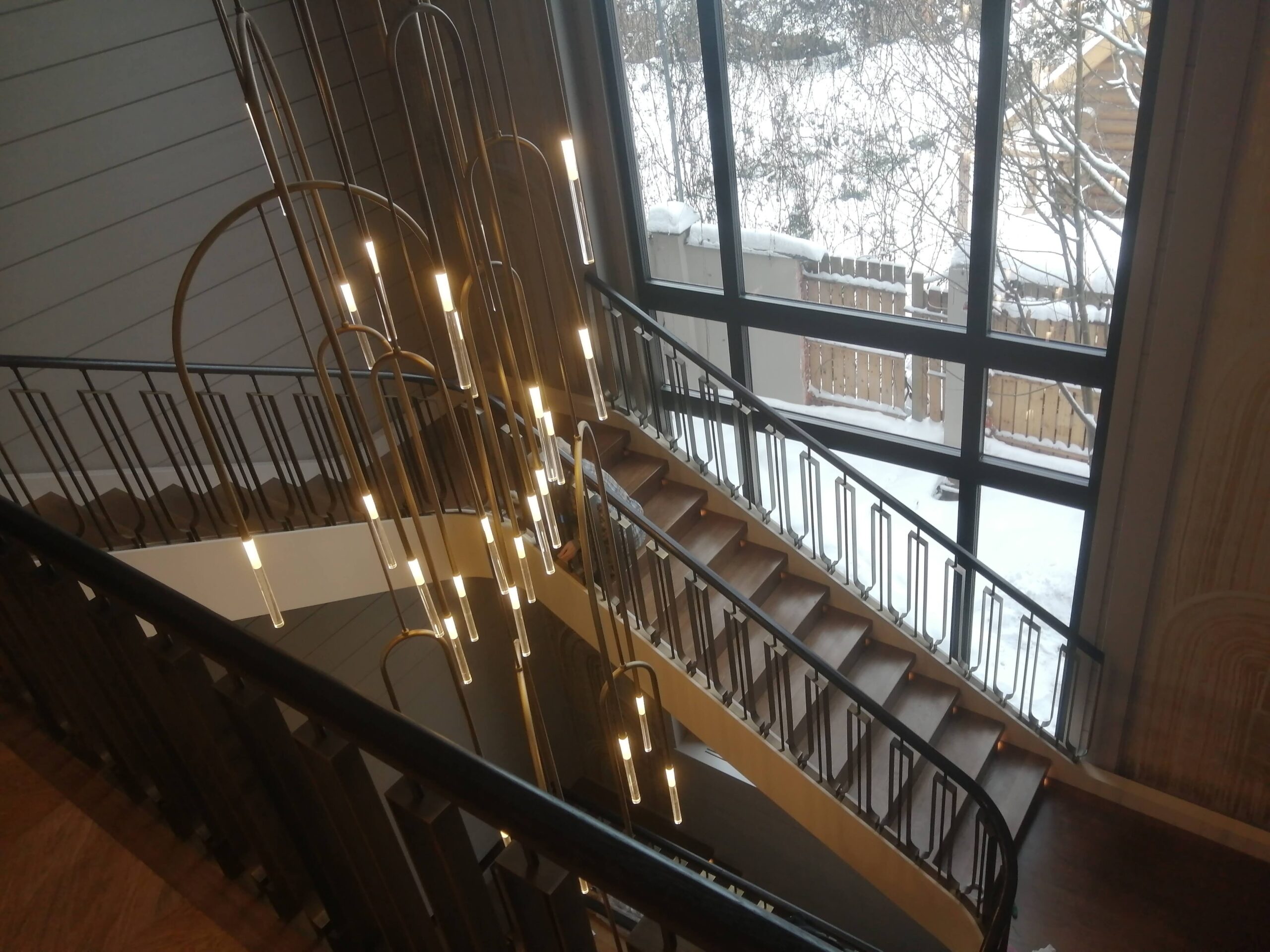 ‘Tuning Fork’ Brass Staircase for Ksenia Sobchak